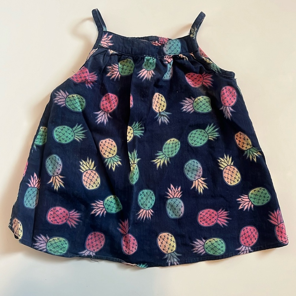 Jumping Beans girls tank top navy blue with rainbow pineapples 24M